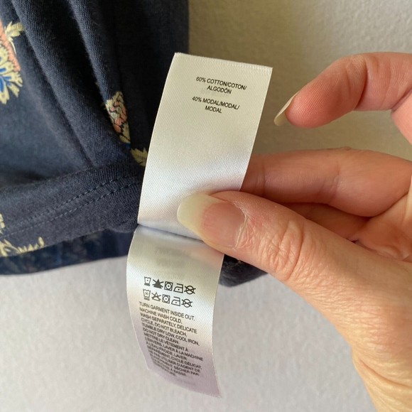 Lucky Brand L Boho Tunic Top Shirt Floral Print Stretch Square Neck - Picture 5 of 10